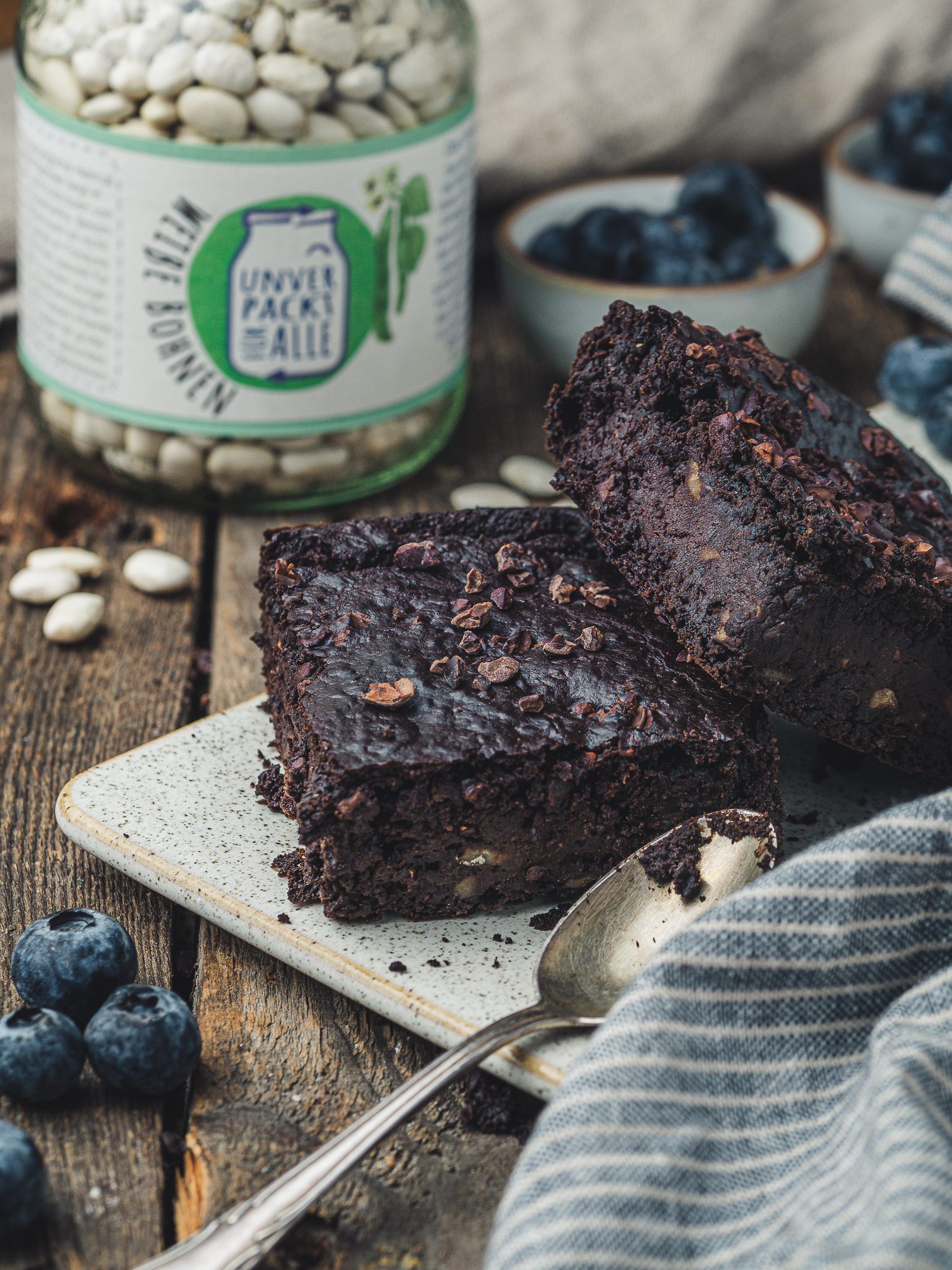 brownies vor weiße bohnen mehrwegglas