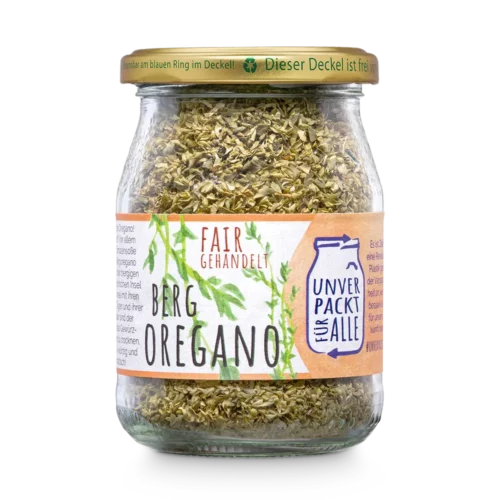 Unverpackter Bio Bergoregano im Mehrwegglas