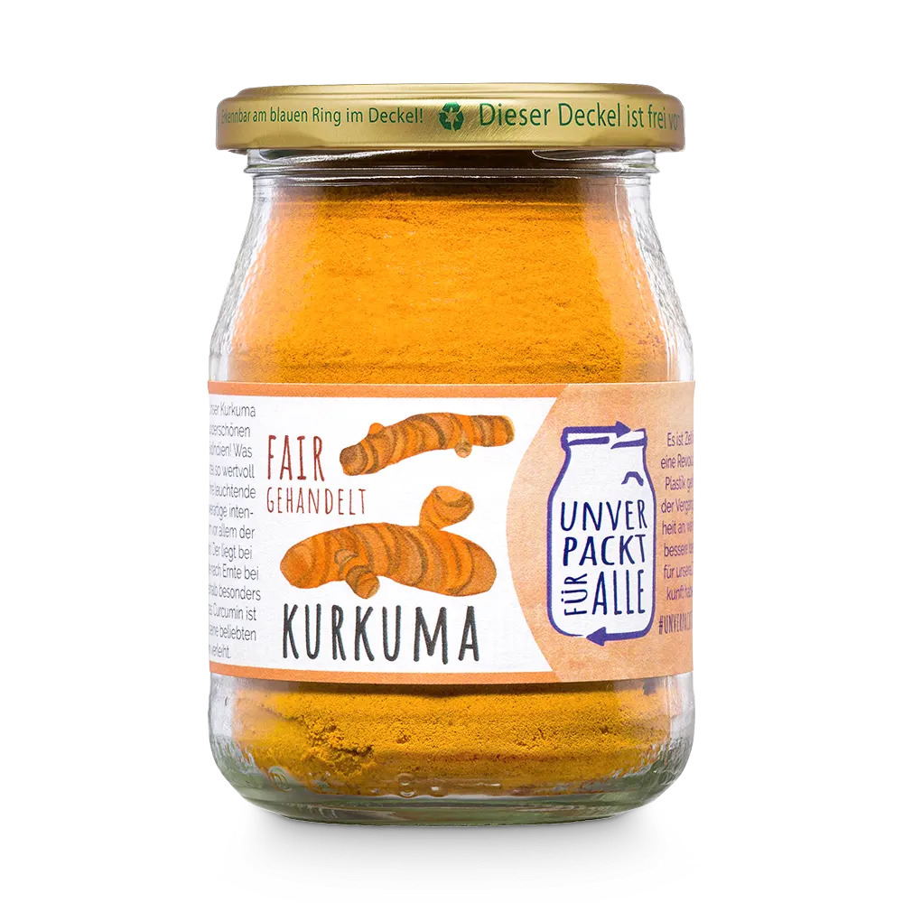 Unverpacktes Bio Kurkuma im Mehrwegglas