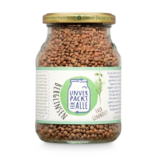 Unverpackte Bio Berglinsen im Mehrwegglas