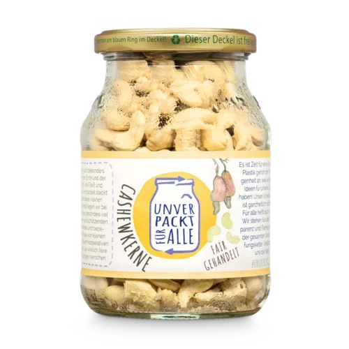 Unverpackte Bio Cashewkerne im Mehrwegglas