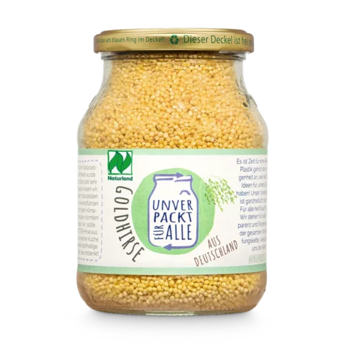 Unverpackte Bio Goldhirse im Mehrwegglas