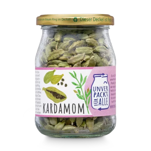 Unverpackter Bio Kardamom im Mehrwegglas