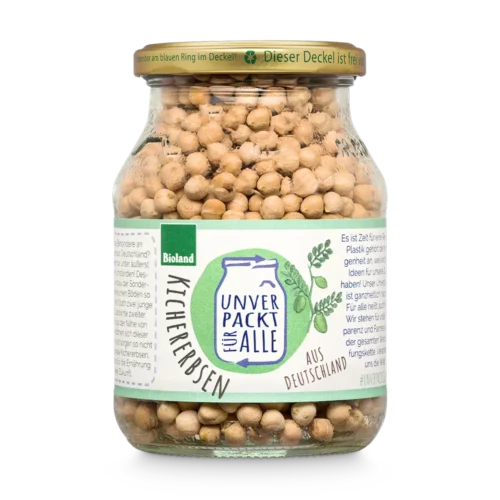 Unverpackte Bio Kichererbsen im Mehrwegglas