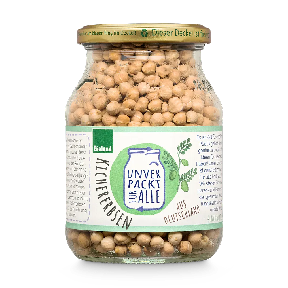 Unverpackte Bio Kichererbsen im Mehrwegglas