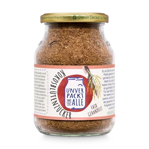 Unverpackter Bio Kokosblütenzucker im Mehrwegglas