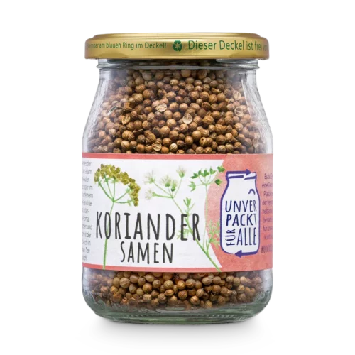 Unverpackter Bio Koriander im Mehrwegglas