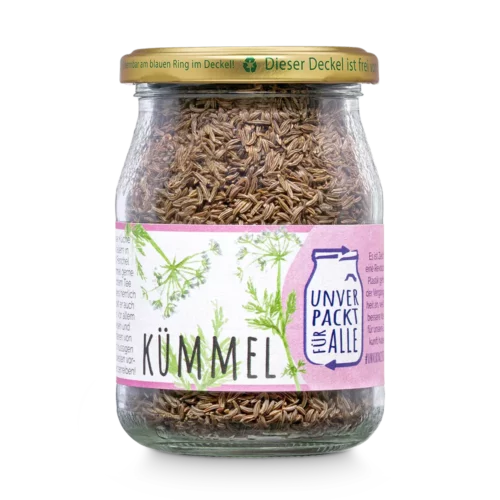 Unverpackter Bio Kümmel im Mehrwegglas