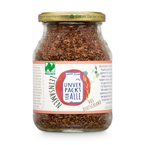 Unverpackte Bio Leinsamen im Mehrwegglas