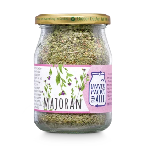 Unverpacktes Bio Majoran im Mehrwegglas