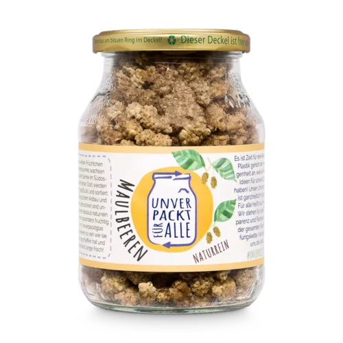 Unverpackte Bio Maulbeeren im Mehrwegglas