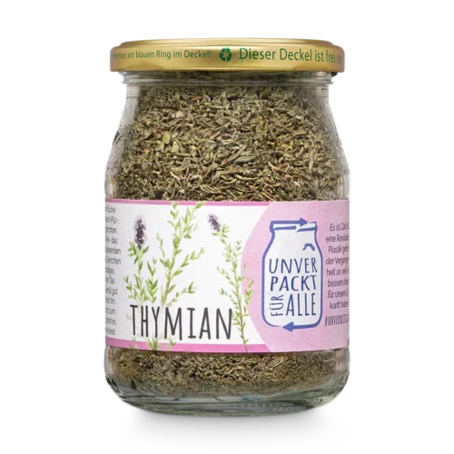 Unverpackter Bio Thymian im Mehrwegglas